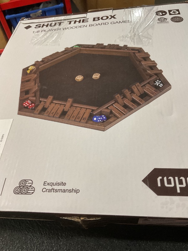 Photo 1 of ropoda 6-Way Shut The Box Game, Upgraded 1-6 Player Shut The Box for Adult and Kids, Shut The Box Game Wooden Dice Game -Addition Training, Fun for Family Game Night-Vintage Style