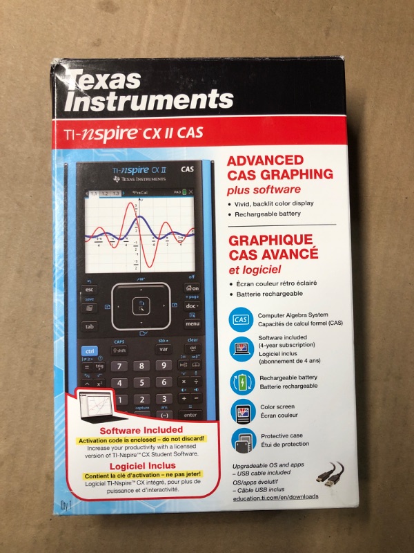 Photo 1 of Texas Instruments TI-Nspire CX II CAS Color Graphing Calculator with Student Software (PC/Mac)