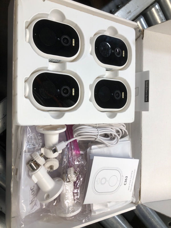 Photo 1 of Security Cameras Wireless Outdoor, 2K/3MP QHD Home Security System 4-Cam Kit with 130°-Wide View, Night Vision, Spotlight,IP65 Waterproof, Support Alexa,2.4GHz & 5GHz WiFi,Cloud/SD