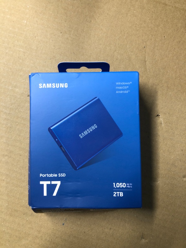 Photo 1 of SAMSUNG T7 Portable SSD, 2TB External Solid State Drive, Speeds Up to 1,050MB/s, USB 3.2 Gen 2, Reliable Storage for Gaming, Students, Professionals, MU-PC2T0H/AM, Blue