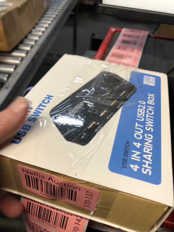 Photo 1 of USB Switch 4 in 4 Out, USB Switcher Selector 4 Port for 4 Computer Share 4 USB Devices Keyboard Mouse Printer Scanner with Desktop Controller and Cables