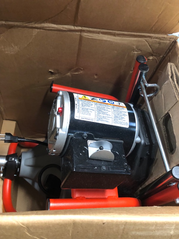 Photo 1 of ***USED - INCOMPLETE - SEE PICTURES - UNABLE TO VERIFY FUNCTIONALITY***
RIDGID 26998 Model K-400 Drain Cleaning 120-Volt Drum Machine Kit with C-45IW 1/2" x 75' Cable, White, Black, Red