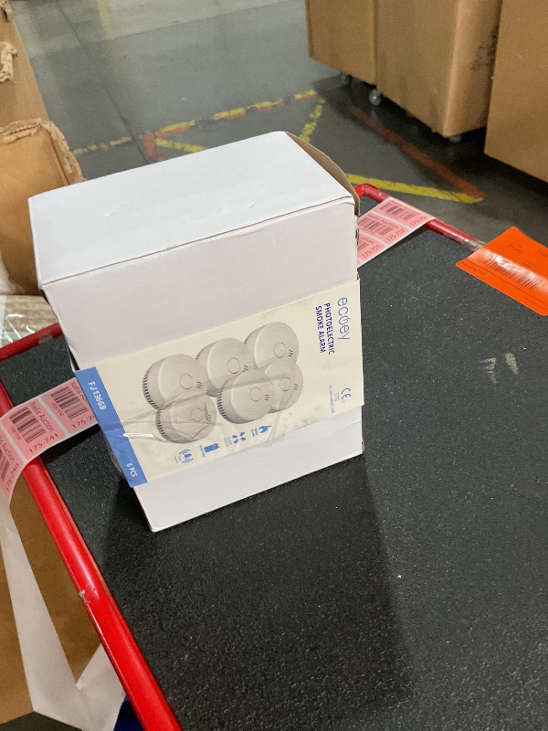 Photo 1 of Ecoey  Alarm Fire Detector, Battery Included Photoelectric Smoke Detector with Test Button and Low Battery Signal, Small Fire Alarm for Home, Bedroom FJ136GB, 6 Packs