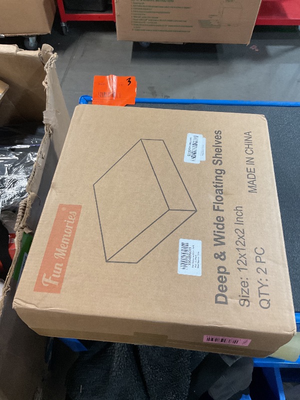 Photo 1 of Fun Memories 12 Inch Floating Shelf, Rustic Wood Wall Shelves for Wall Decor & Storage, 12 x 12 Floating Shelf for Living Room, Bathroom, Bedroom, Walnut, Set of 2