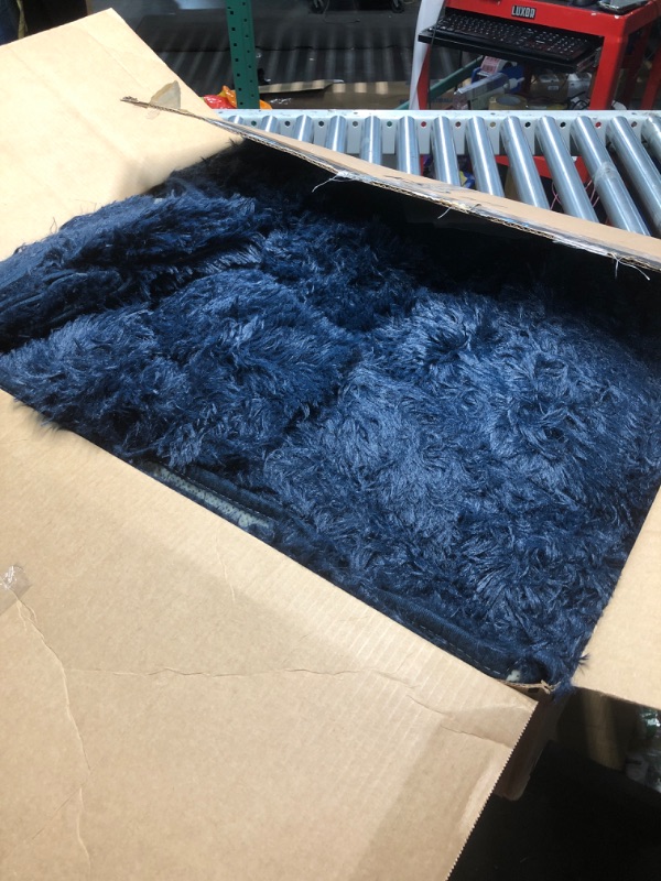 Photo 1 of AMTOVO Shag Area Rugs for Living Room, 9X12 Navy Blue Large Fluffy Clearance Rug Throw Bedroom Carpet, Indoor Modern Fuzzy Nursery Shag Rugs for Kids and Playroom