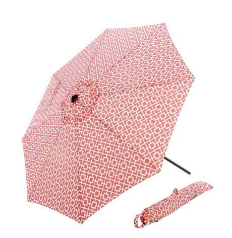 Photo 1 of allen + roth 9-ft Aluminum Auto-tilt Market Patio Umbrella with Lights - Coral