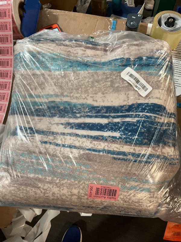 Photo 1 of Lansny Modern Abstract Runner Rug 3x10, Blue Washable Kitchen Runner Non-Slip Soft Hallway Rug Runner Thin Print Faux Wool Carpet for Entryway Bedroom Laundry Room Indoor Home Office Decor