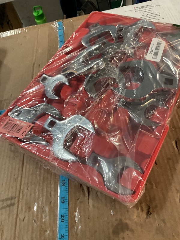 Photo 1 of EFFICERE 14-Piece Premium 1/2" Drive Jumbo Crowfoot Wrench Set, Chrome Vanadium Steel, Includes Standard SAE Sizes from 1-1/16" to 2" with Storage Tray