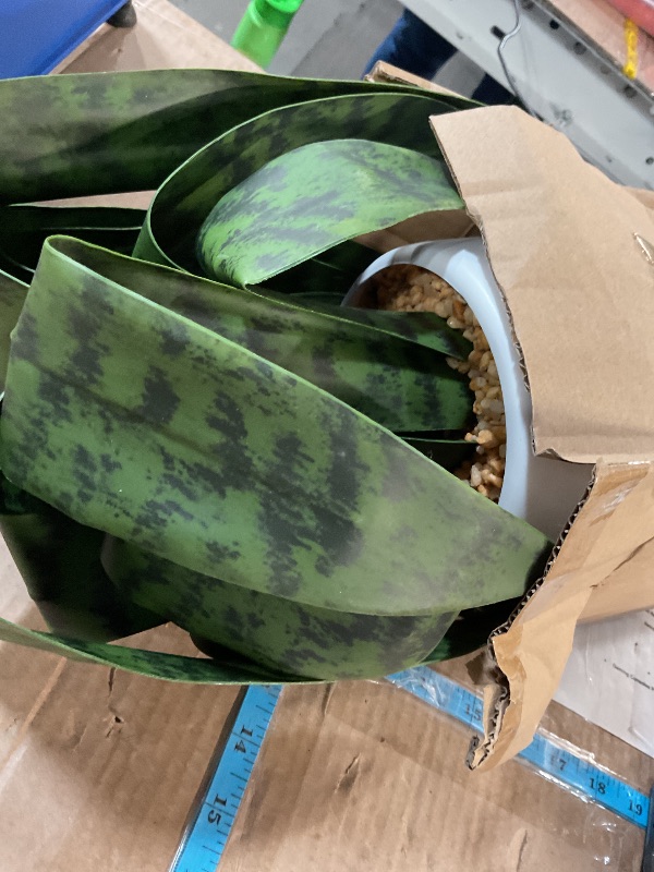 Photo 1 of (FAIR) Beebel Artificial Snake Plant 22 Inch Fake Sansevieria Fake Agave Potted Plants Plastic Greenery for Home Garden Office Store Decoration 12 Leaves (Green)