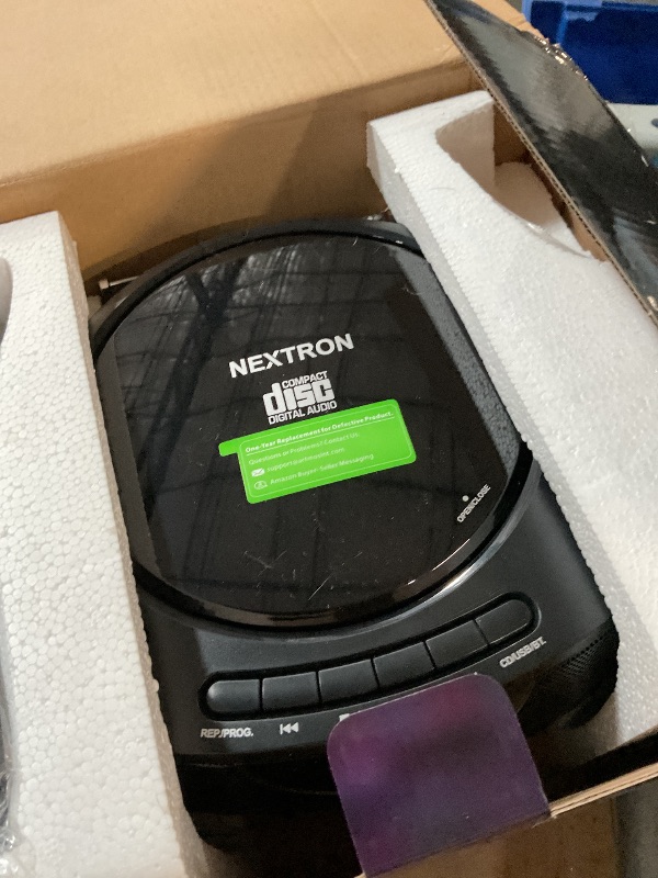 Photo 1 of Nextron Portable Stereo CD Player Boombox with AM/FM Radio, Bluetooth, USB, AUX-in, Headphone Jack, CD-R/RW and MP3 CDs Compatible, Clear and Full Sound with Bass Boost, AC/Battery Operated – Black