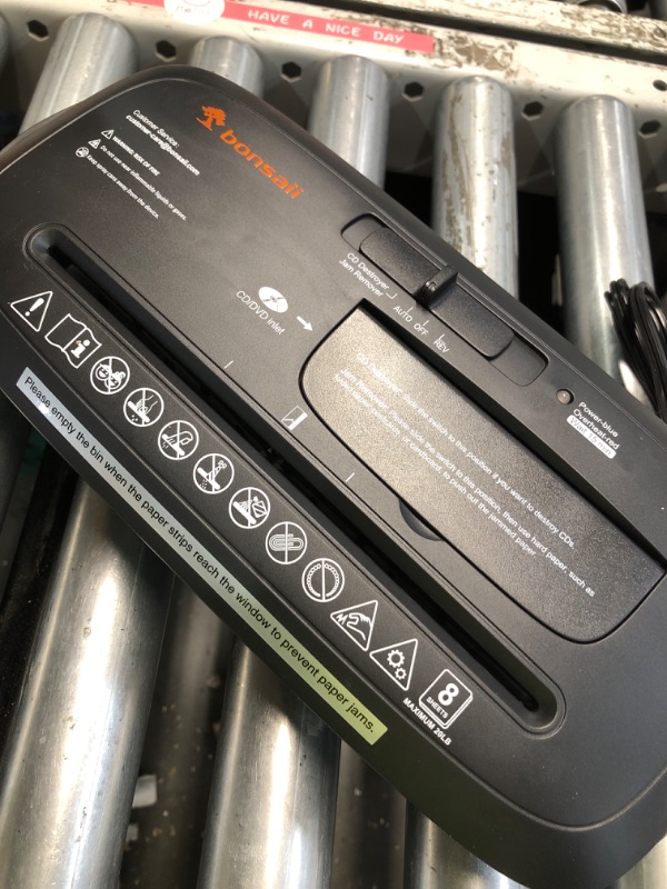 Photo 1 of (Broken/cracked basket)Bonsaii Paper Shredder for Home Use, 8-Sheet StripCut Home Office Shredder, CD/Credit Card Shredder Machine 