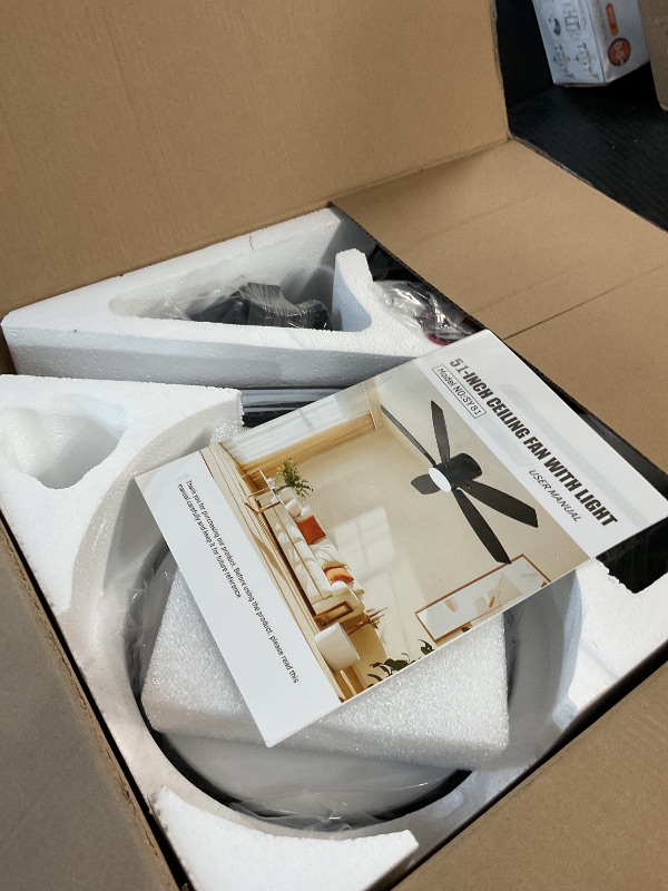 Photo 1 of (missing pieces) Ayaoty Ceiling Fans with Lights, 52" Low Profile Indoor Ceiling Fan with Light and Remote Control, Dimmable, Noiseless, Reversible