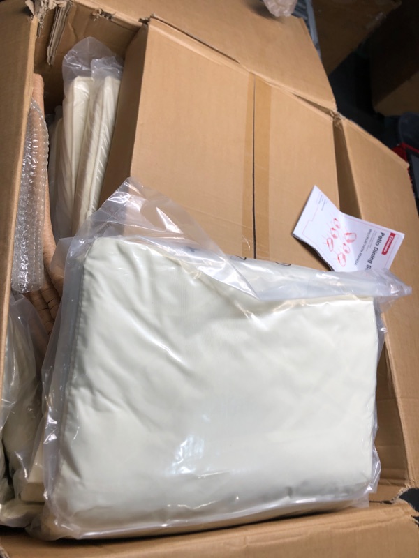 Photo 1 of Pamapic 7 Pieces Patio Dining Set,All-Weather PE Rattan Patio Furniture Set with Wood Table Top, Outdoor Table and Chairs with with Removable Cushion & Round Dining Table for Lawn Garden Patio, Cream