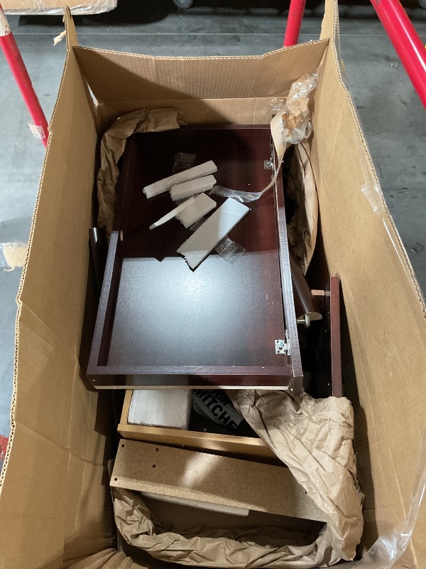 Photo 1 of **NONREFUNDABLE, MISSING PARTS, SOLD FOR PARTS ONLY**Sauder Palladia Computer Desk with Drawers, Home Office Desk with File Cabinet Storage Drawer, Cable Management, Keyboard Tray, in Select Cherry Finish