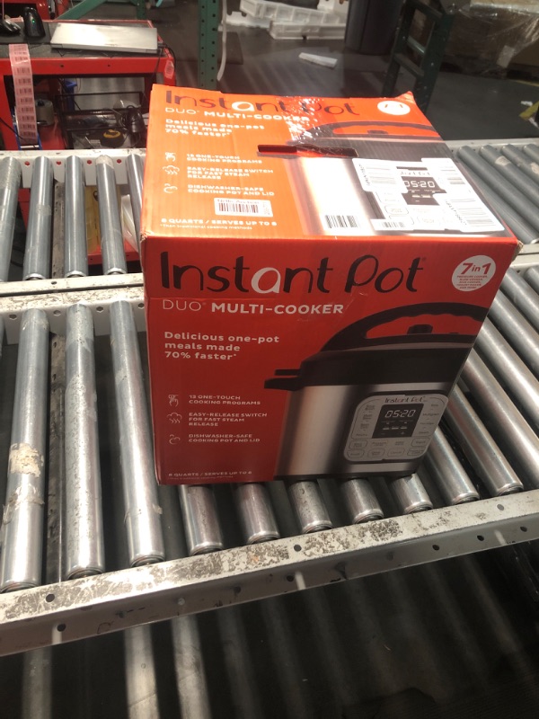 Photo 1 of **LARGE DENT ON BACK** Instant Pot Duo 7-in-1 Electric Pressure Cooker, Slow Cooker, Rice Cooker, Steamer, Sauté, Yogurt Maker, Warmer & Sterilizer, Includes App With Over 800 Recipes, Stainless Steel, 8 Quart