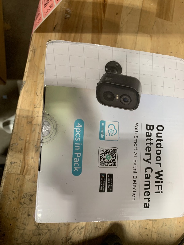 Photo 1 of 2K Security Cameras Wireless Outdoor, 4 Pack Battery Powered WiFi Cameras for Home Security with AI Motion Detection, Spotlight Color Night Vision, 2-Way Talk, Siren Alarm, IP65, Cloud/SD Storage