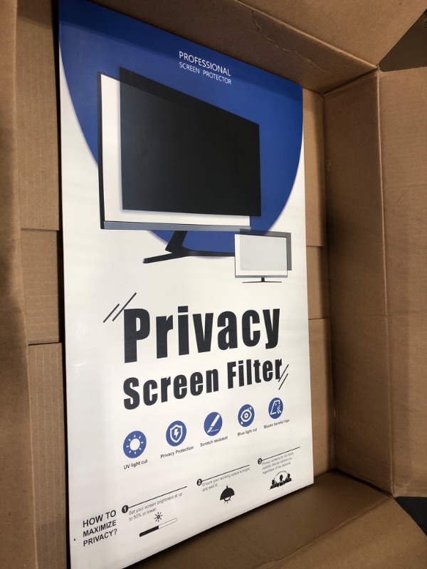 Photo 1 of [2-Pack] 24 Inch Computer Privacy Screen Filter for 16:9 Widescreen Monitor, Removable Eye Protection Anti Glare Blue Light Filter Privacy Shield, Anti Spy Screen Protector Film 24 In