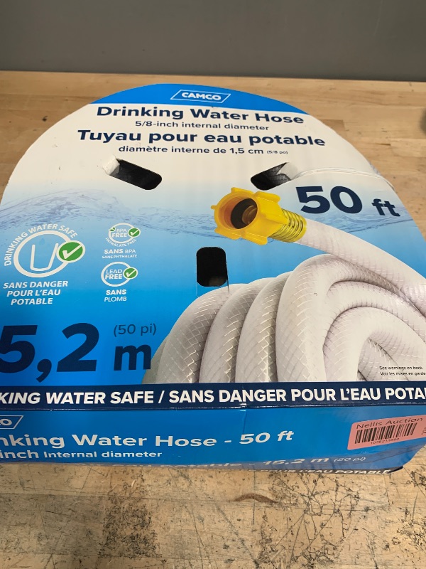Photo 1 of ***NON REFUNDABLE, PARTS ONLY, ONE END MISSING PIECE TO ATTACH TO***Camco TastePURE 50-Ft Water Hose - RV Drinking Water Hose Contains No Lead, No BPA & No Phthalate - Features Diamond-Hatch Reinforced PVC Design - 5/8” Inside Diameter, Made in the USA (2