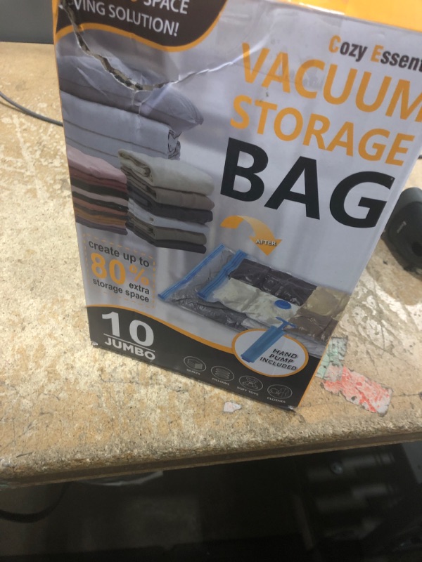 Photo 1 of 10 Jumbo Vacuum Storage Bags, Space Saver Bags Compression Storage Bags for Comforters and Blankets, Vacuum Sealer Bags for Clothes Storage, Hand Pump Included