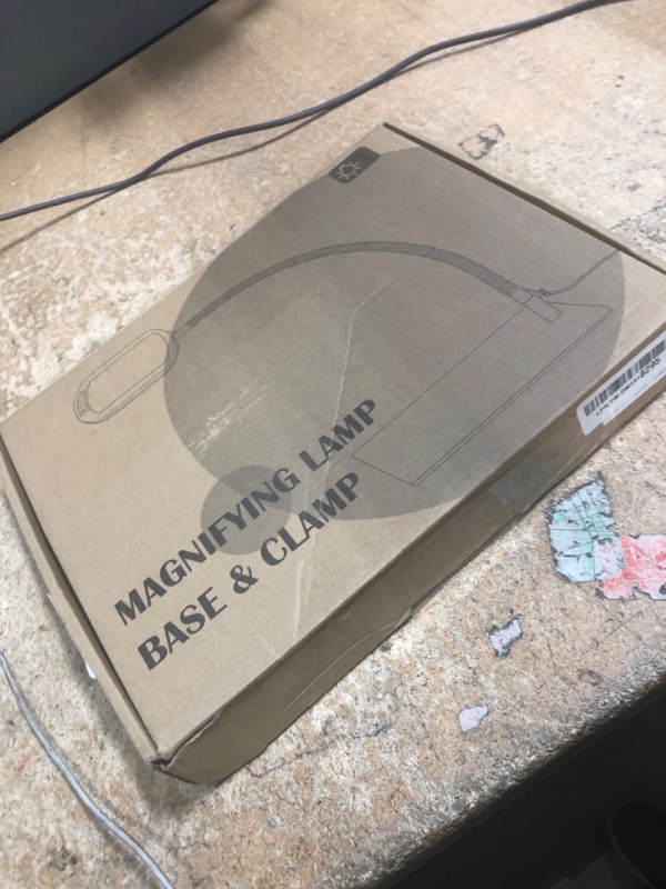 Photo 1 of 10X Rectangle Magnifying Glass with Light and Stand, 5 Color Modes Stepless Dimmable Flexible Gooseneck LED Desk Lamp with Clamp, Hands Free Lighted Magnifier for Reading, Crafts, Repair, Painting