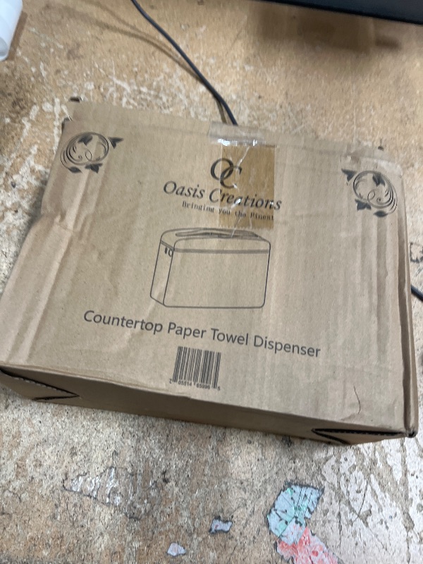 Photo 1 of Countertop Multifold Hand Paper Towel Dispenser by Oasis Creations, Single Sheet Dispensing – Glossy White