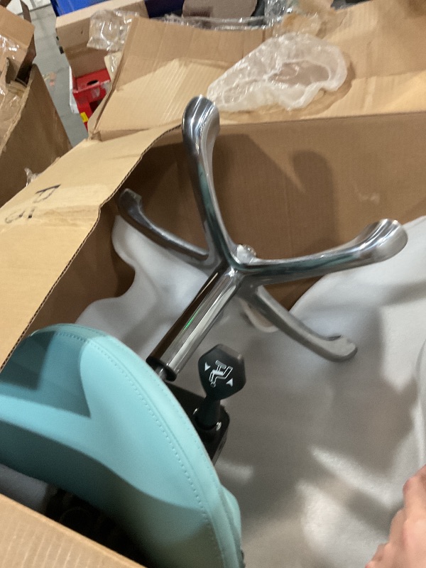 Photo 1 of **MAY BE MISSING HARDWARE**LIMKOMES Saddle Stool Tilting Available Ergonomic Swivel Stool Chair with Hydraulic Lifting Height Adjustable Rolling Stool for Office Desk Clinic Dentist Spa-Lake Blue