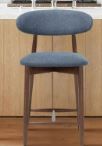 Photo 1 of COLAMY Wood Bar Stools Set of 3, Counter Height Bar Stools, Mid Century Modern Bar Stools with Back, 25 Inch Upholstered Wooden Barstools for Kitchen Island Dining Room Bar, Blue ***ONLY 1 CHAIR INCLUDED***