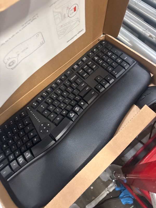 Photo 1 of MEETION Ergonomic Wireless Keyboard and Mouse, Ergo Keyboard with Vertical Mouse, Split Arch Keyboard with Cushioned Wrist Palm Rest, Natural Typing Rechargeable Full Size, Windows/Mac/Computer/Laptop