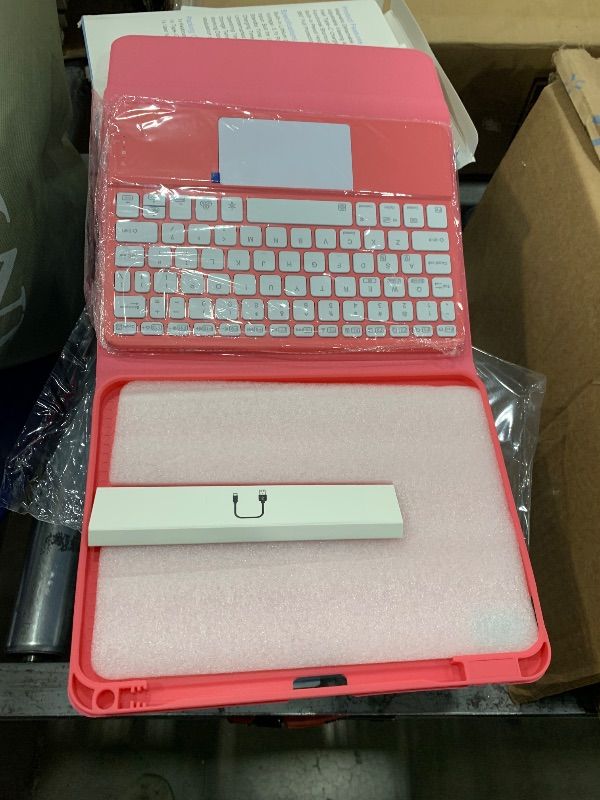 Photo 1 of  Case for iPad 10th Generation with Keyboard 10.9 Inch - 7 Colors Backlit Wireless Detachable Folio Keyboard Cover with Pencil Holder,for New Case iPad 10th Gen 2022 (Pink Red)
