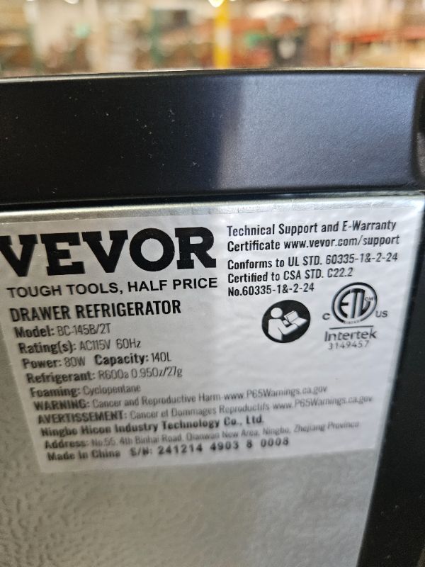 Photo 1 of VEVOR 24 Inch Under Counter Drawer Refrigerator, Stainless Steel Dual Drawer Fridge with Temperature Control, Outdoor Refrigerator with Powerful Compressor & LED Display, Fit for Home, Office, etc.