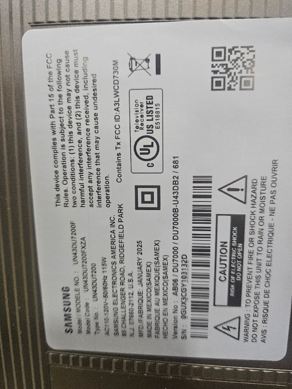 Photo 1 of SAMSUNG 43-Inch Class Crystal UHD 4K DU7200 Series HDR Smart TV w/Object Tracking Sound Lite, PurColor, Motion Xcelerator, Mega Contrast, Q-Symphony (UN43DU7200, 2024 Model)
