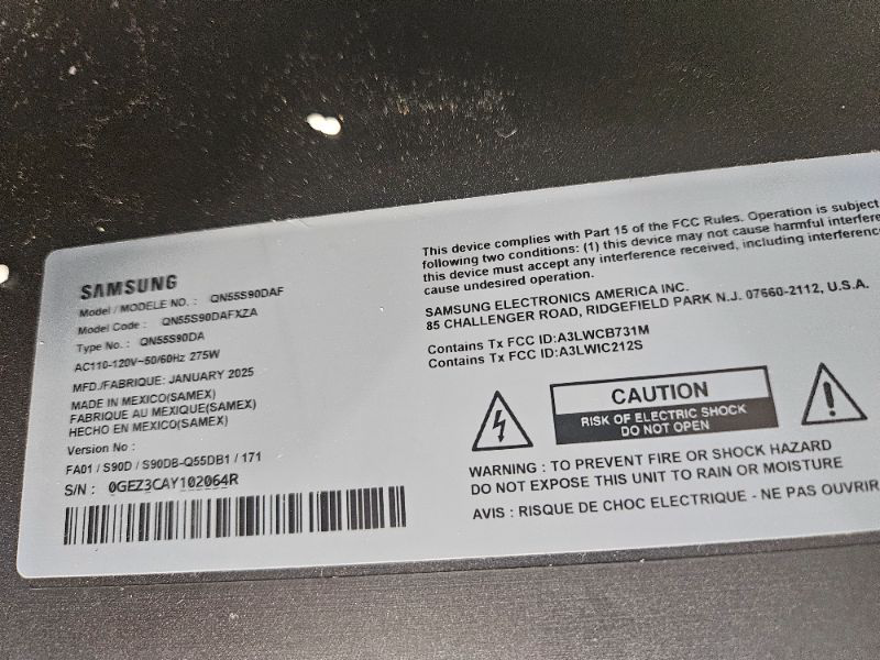 Photo 1 of ** NO PICTURE ON SCREEN, FINAL SALE ** SAMSUNG 55-Inch Class OLED 4K S90D Series HDR+ Smart TV w/Dolby Atmos, Object Tracking Sound Lite, Motion Xcelerator, Real Depth Enhancer, 4K AI Upscaling, Alexa Built-in (QN55S90D, 2024 Model)