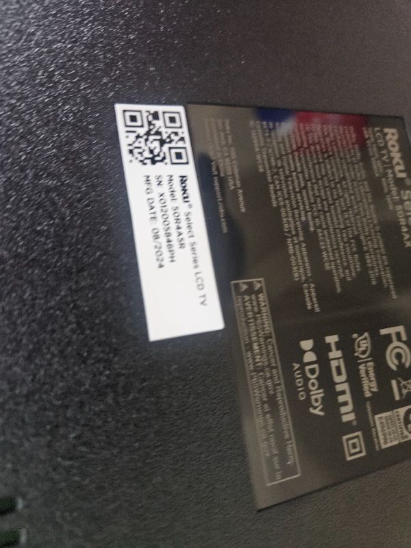Photo 1 of ** FINAL SALE, BROKEN SCREEN ** Roku Smart TV – 50-Inch Select Series 4K HDR RokuTV with Roku Enhanced Voice Remote, Brilliant 4K Picture, Automatic Brightness, & Seamless Streaming – Live Local News, Sports, Family Entertainment