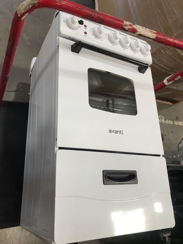 Photo 1 of Avanti ERU200P0W Electric Range Oven Compact Design, 2.1-Cu.Ft. Capacity with 4 Coil Burners, Framed Glass Door, Storage Drawer and Broiler with Pan, 20-Inch, White