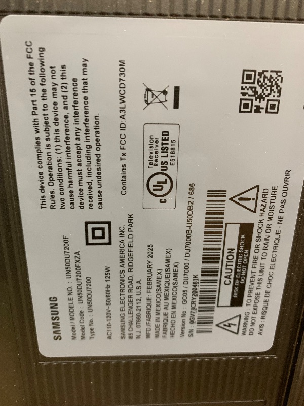 Photo 1 of ** FINAL SALE, BROKEN SCREEN ** SAMSUNG 50-Inch Class Crystal UHD 4K DU7200 Series HDR Smart TV w/Object Tracking Sound Lite, PurColor, Motion Xcelerator, Mega Contrast, Q-Symphony (UN50DU7200, 2024 Model)