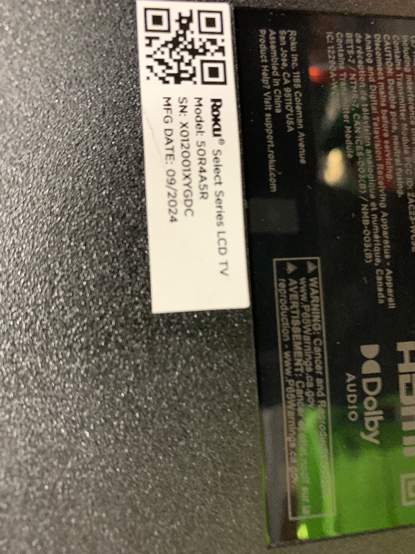 Photo 1 of ** FINAL SALE, BROKEN SCREEN ** Roku Smart TV – 50-Inch Select Series 4K HDR RokuTV with Roku Enhanced Voice Remote, Brilliant 4K Picture, Automatic Brightness, & Seamless Streaming – Live Local News, Sports, Family Entertainment