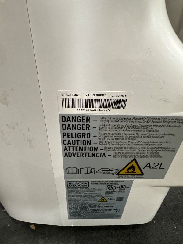 Photo 1 of ** FOR PARTS ONLY ** 
BLACK+DECKER 10,000 BTU Portable Air Conditioner up to 450 Sq. with Remote Control, White