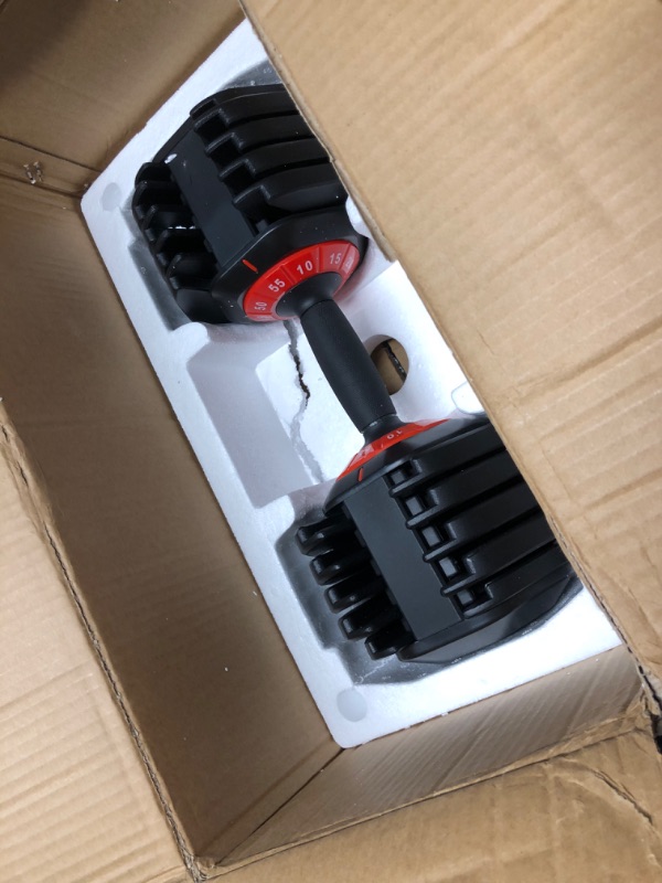 Photo 1 of ***ONLY 1 DUMBBELL - NOT A PAIR - SEE PICTURES***
Adjustable Dumbbell 55LB Single Dumbbell with 10 Weight Options, Anti-Slip Metal Handle for Home Gym Fitness