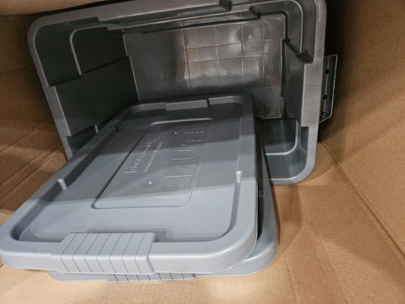 Photo 1 of  Commercial Products Brute Tote Storage Container with Lids-Included, 20-Gallon, Gray, 3 pack with lids