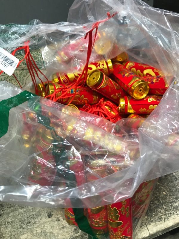 Photo 1 of 3 Pcs Chinese New Year Hanging Decorations 63 Inch Large Firecracker Decor Traditional Red Lucky Oriental Pendant Ornaments Chinese Traditional Knot with Tassel Red for Spring Festival Lunar New Year