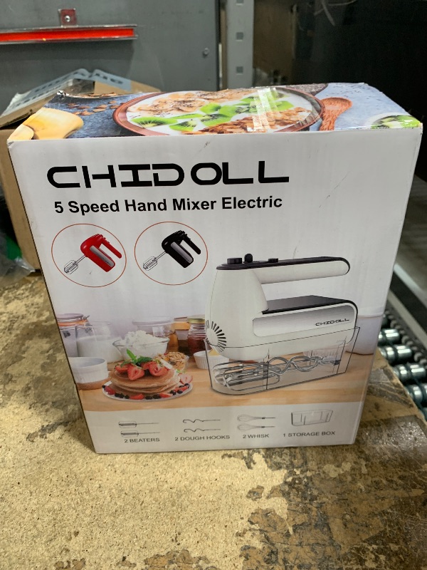 Photo 1 of 5-Speed Electric Hand Mixer, 800W Handheld Mixer with Turbo for Baking & Cooking, Kitchen Food Mixer with Storage Case & 5 Stainless Steel Attachments (2 Beaters, 2 Dough Hooks, 2 Whisks)-White