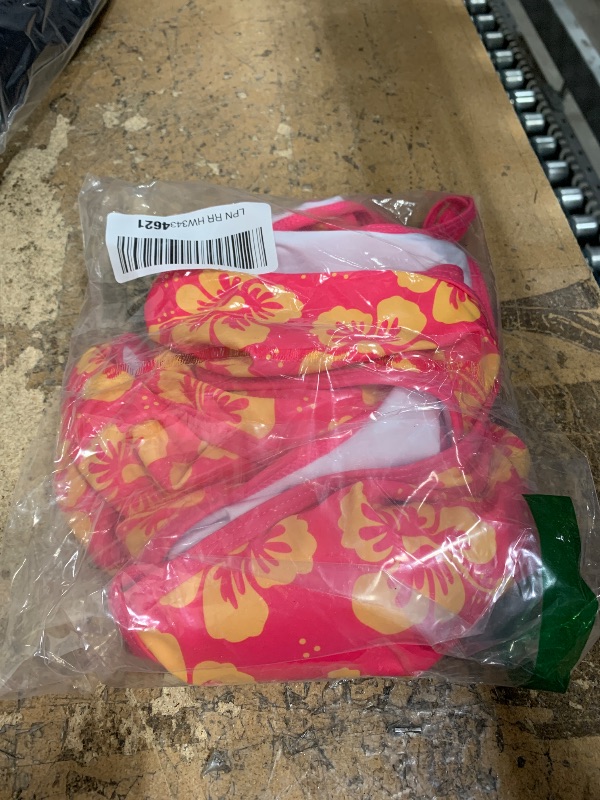 Photo 1 of SUUKSESS Women High Waisted Two Piece Bikini Sets Cheeky High Cut Bandeau Swimsuits Push Up Bathing Suit(Pink Yellow Floral,L)