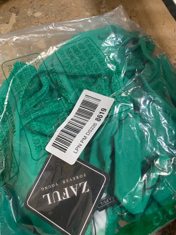 Photo 1 of ZAFUL Women High Cut Green Bikini Sets Thong String Sexy Swimsuit Two Piece Push Up Underwire Bathing Suit Teen Girl Brazilian Cheeky Cut Out Lace Up Retro Cute Swimwear Green L