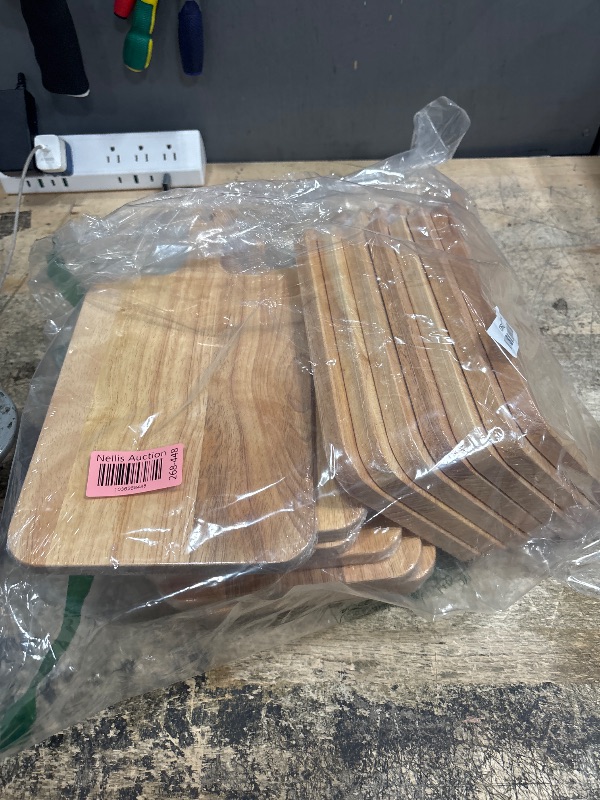 Photo 1 of 15 Pack Oak Wood Cutting Board Bulk Wooden Serving Tray Kitchen Chopping Boards with Handle for Charcuterie Housewarming Gift (13.8 x 7 Inch)