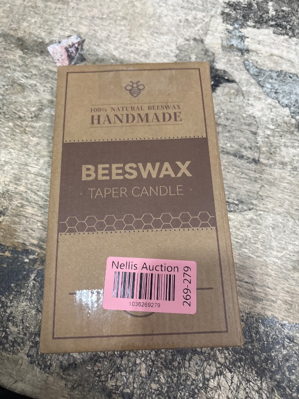 Photo 1 of 6 Pack Beeswax Taper Candles 8in Smokeless Dripless Natural Beeswax Candles 8 Hours Burning 100% Pure Bees Wax Candlesticks for Home
