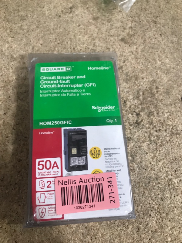 Photo 1 of 50 Amp HOM250GFIC Two Pole GFCI Circuit Breaker for Square D Homeline