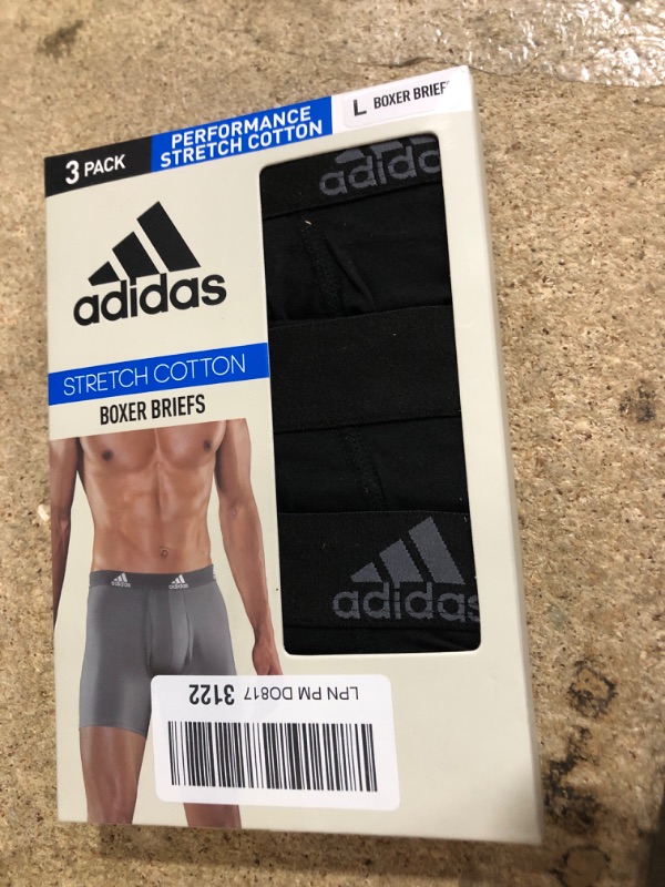 Photo 1 of adidas Performance Cotton, Men's Underwear Boxer Brief, Soft Stretch, Superior Comfort, 3-Pack, Black/Onix Grey, Large