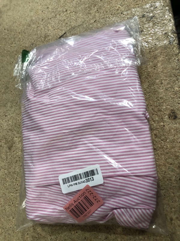 Photo 1 of Astylish Womens Summer Tops Lightweight Smocked Cuffed Striped Button Down Henley Shirts Loose V-Neck Dressy Lantern Sleeve Blouse Pink X-Large