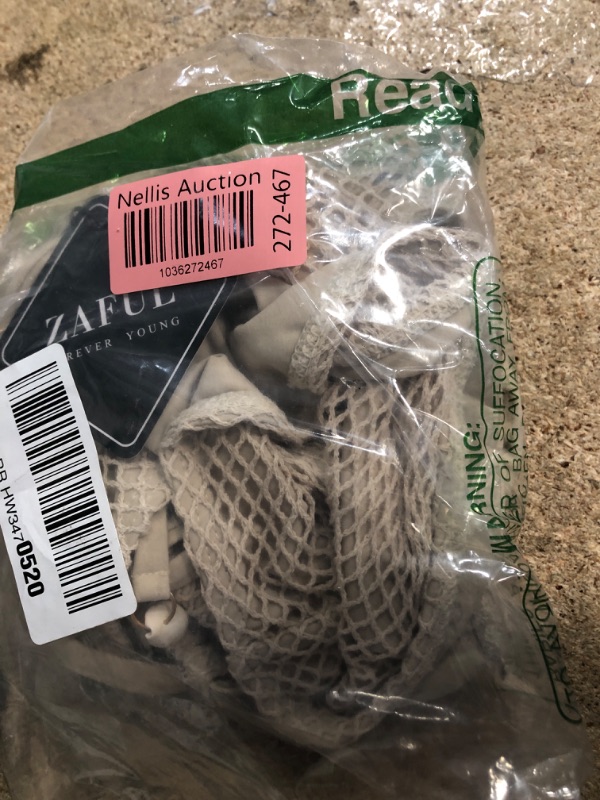 Photo 1 of ZAFUL Women's Triangle Bikini Multiway Fishnet Tie Side Bandeau Halter String Bikini Set Two Piece Swimsuit Bathing Suits (1-Light Coffee, S)