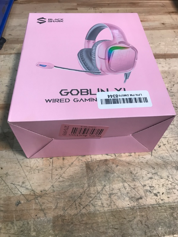 Photo 1 of (for parts) Black Shark Gaming Headset for PC, PS4, PS5, Xbox, Switch, All-in-1 Gaming Headphones with Ultra-Clear Bendable Mic, 50mm Dynamic Drivers, Noise Isolation Ear Cushions, in-line Controls - Pink